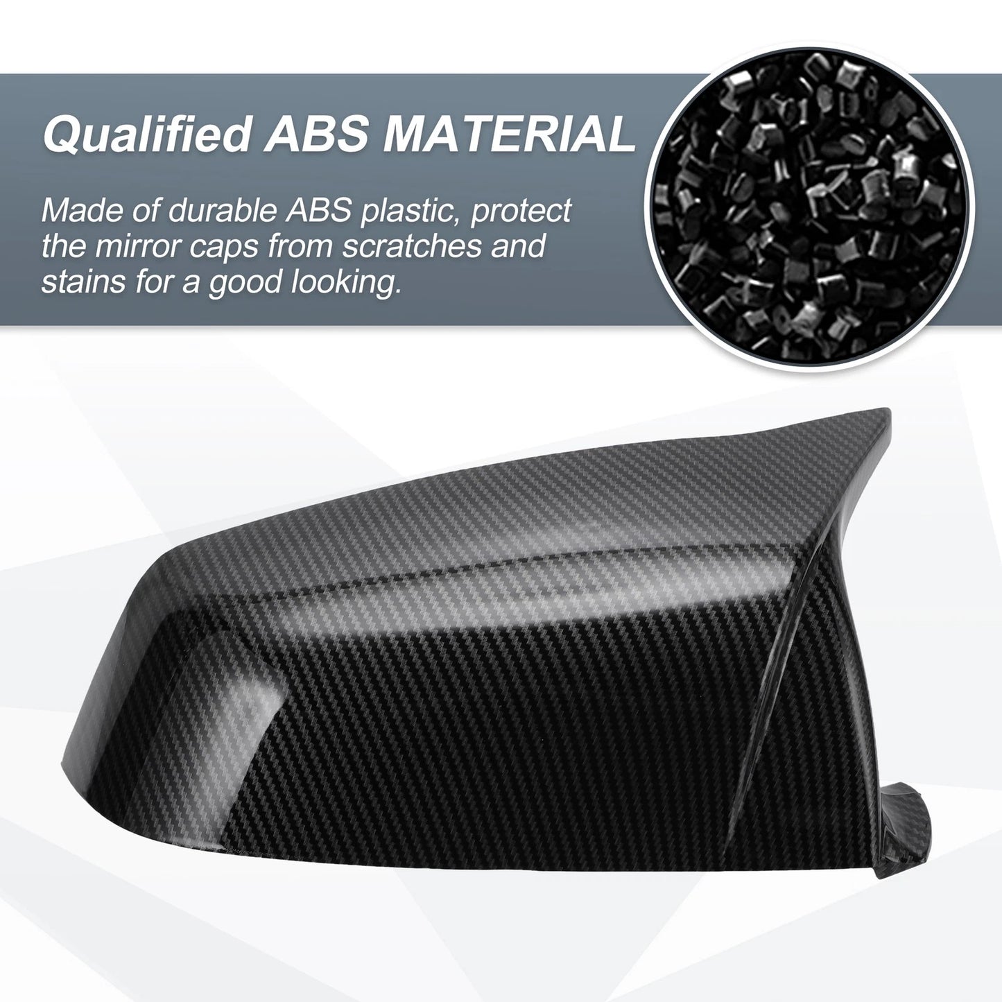 Set of 2 Rearview Mirror Cover Caps Black Carbon Fiber for BMW E60 E61 F10 F11 E63