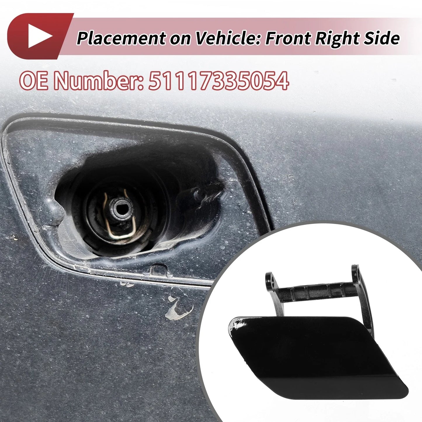 Front Right Washer Nozzle Cover Cap for BMW 740i (2013-2015) Black