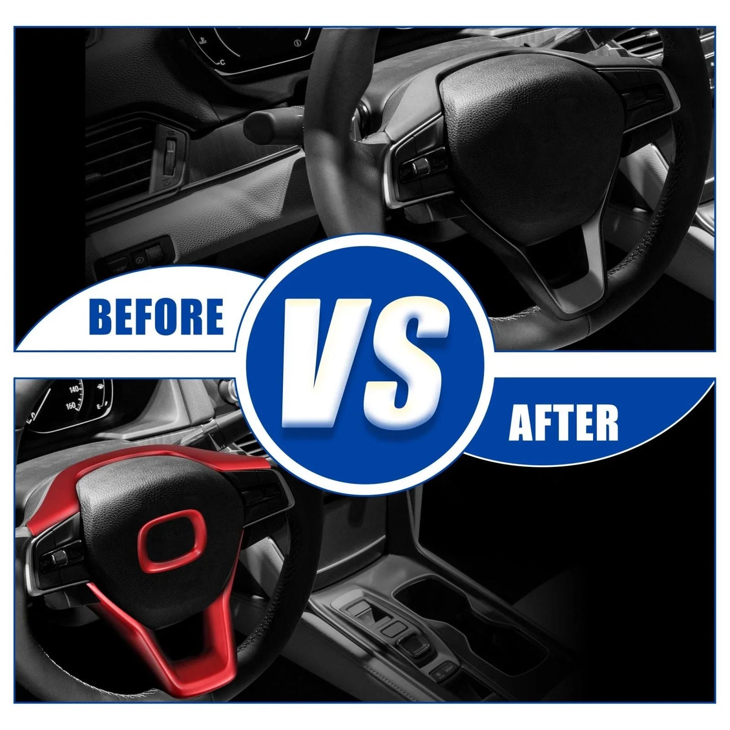 3 x ABS Interior Steering Wheel Cover Trim for Honda Accord (2018-2021) Red
