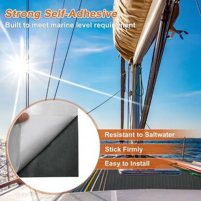 Self-Adhesive Boat Flooring Strip for Marine Use (48.03"Lx15.75"W) Deep Gray