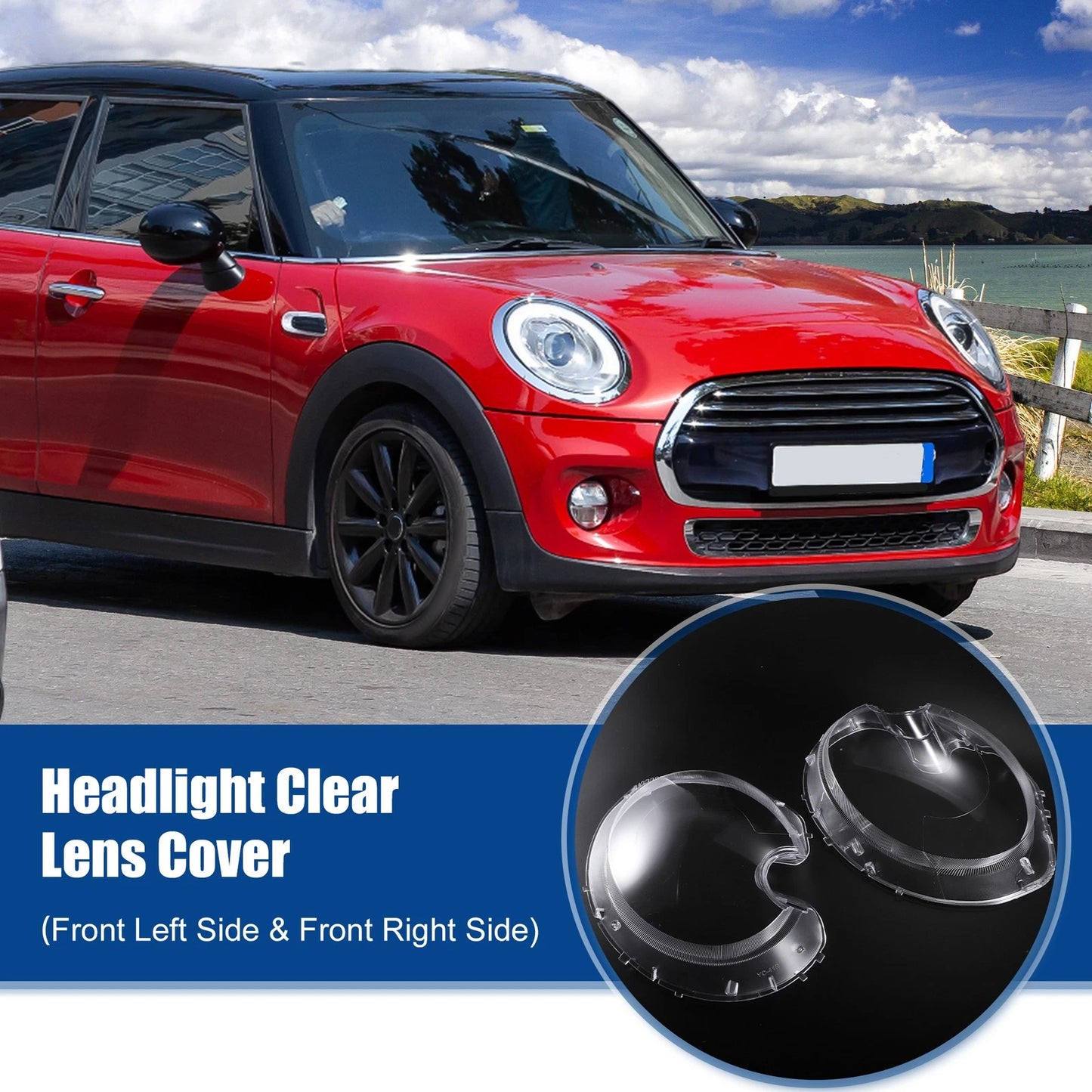 Pair Headlight Clear Lens Cover for Mini R56 Cooper Hatchback (2007–2013) No. 63127270023