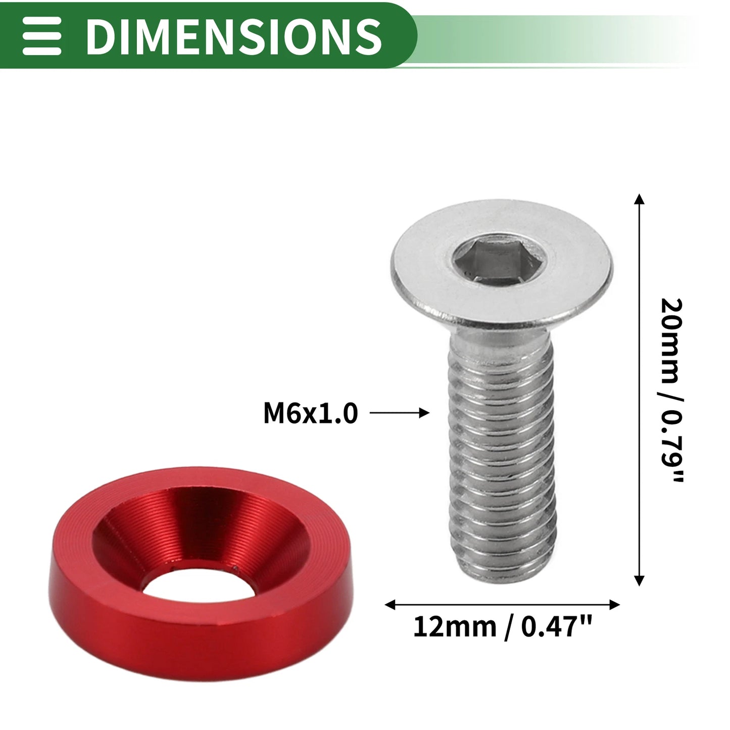 Set of 4 M6x1.0 Gasket Bolts for Universal Car Modification - Aluminium Alloy Red