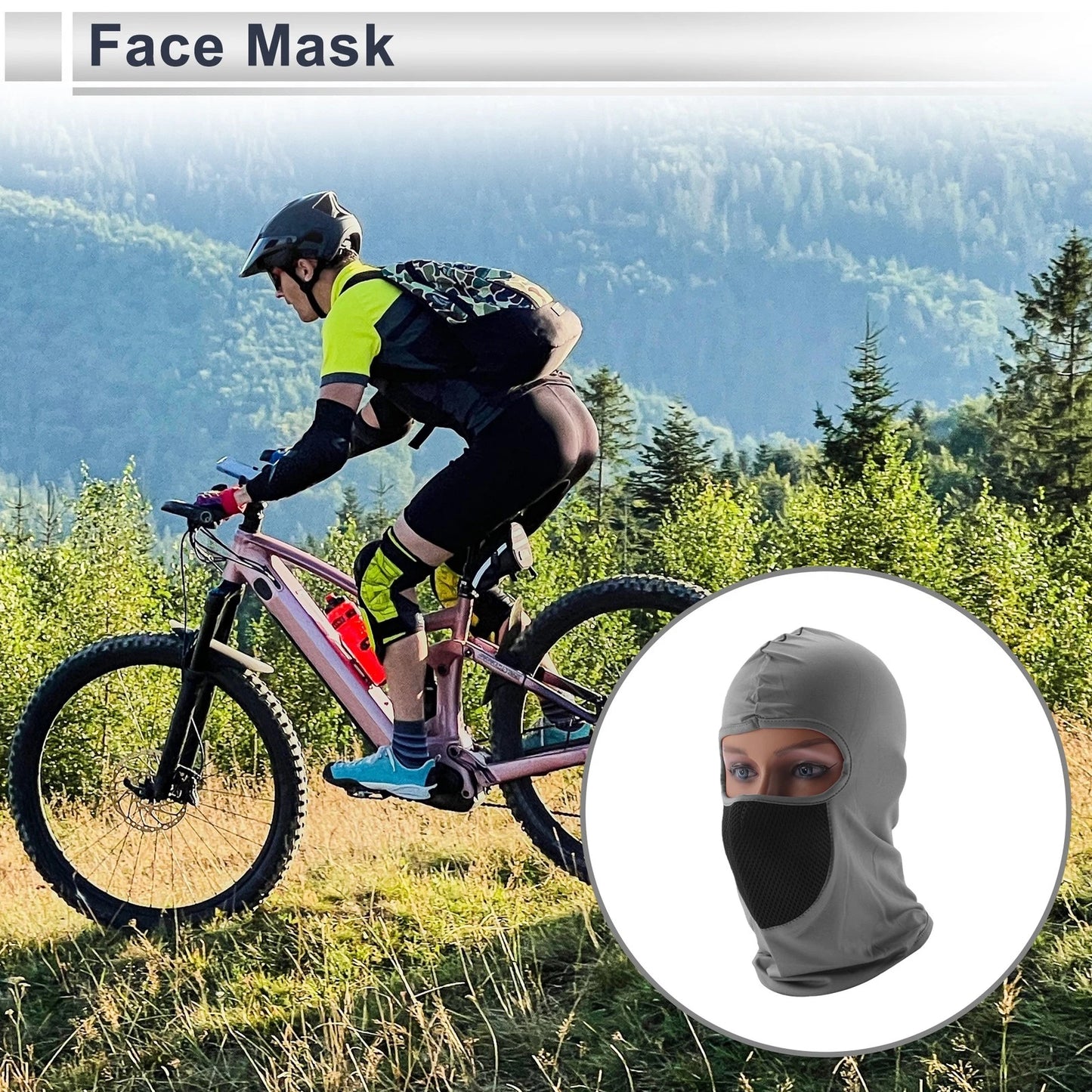 Mesh Face Mask for Universal Fit (Breathable, Sun Protection, Light Gray)