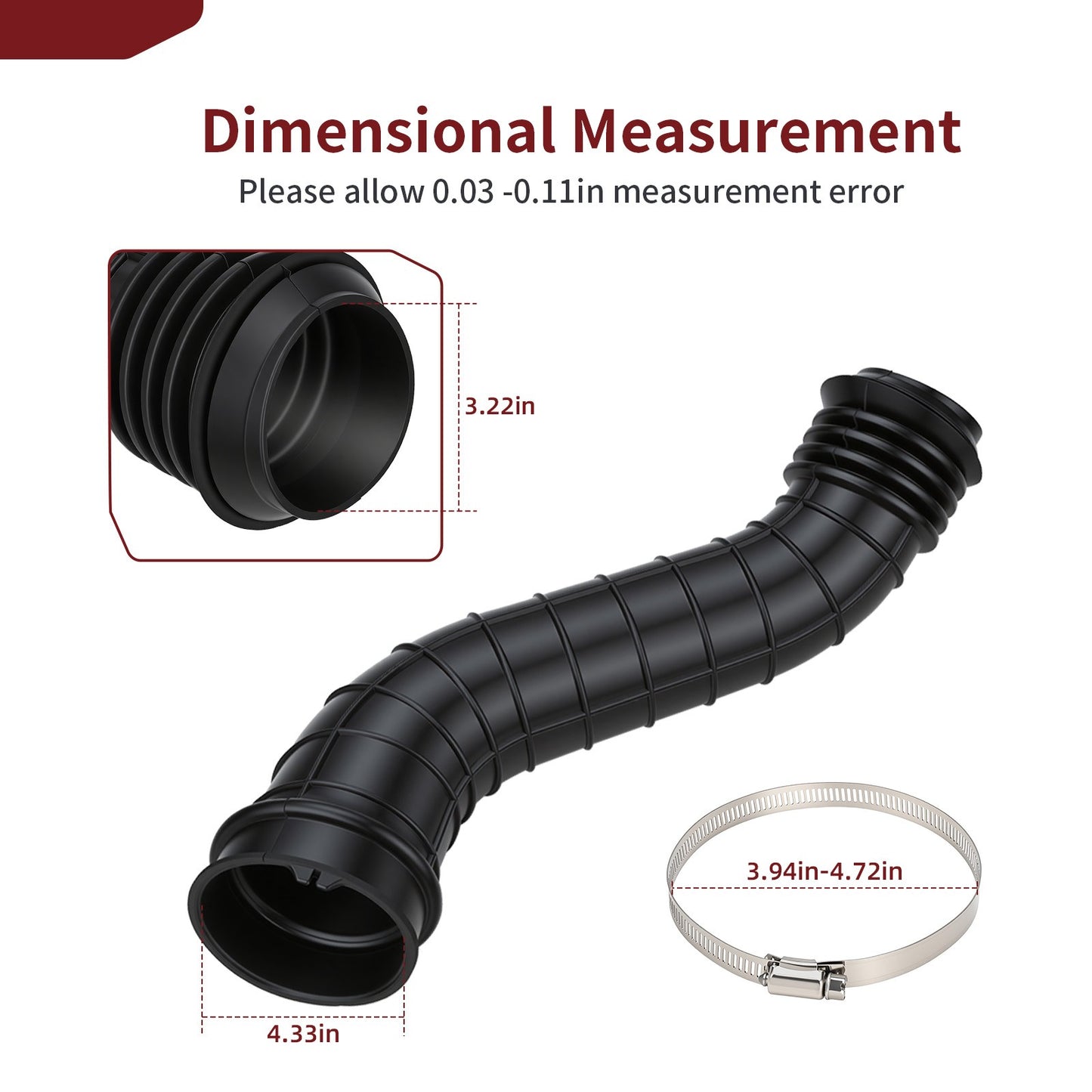 Inlet Clutch Duct with Clamp for Polaris RZR Turbo XP XP4 (2016–2018)