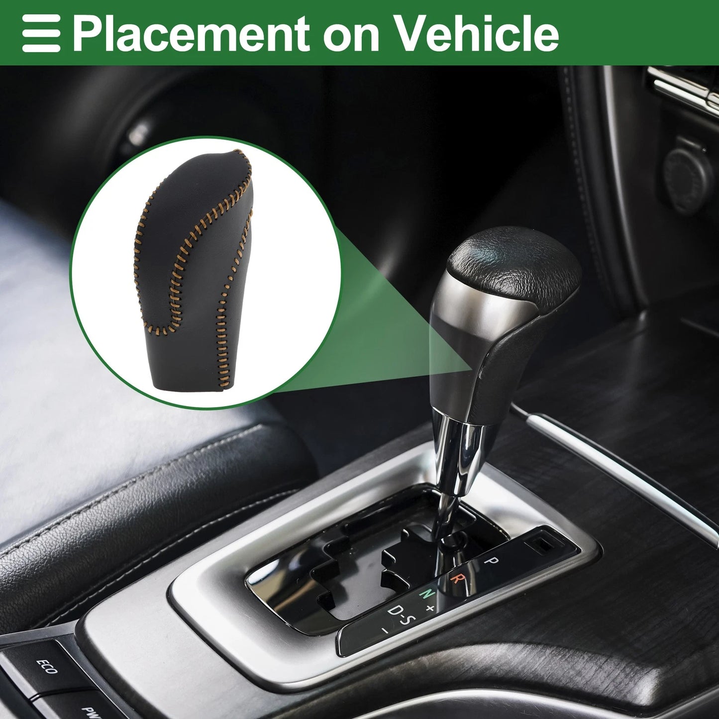 Gear Shift Knob Cover for Subaru Forester (2018–2023) Black Brown Faux Leather