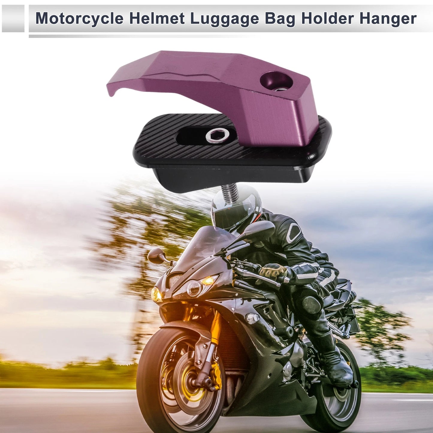 Set of 1 Rectangle Aluminum Alloy Motorcycle Hanging Hook - Light Purple