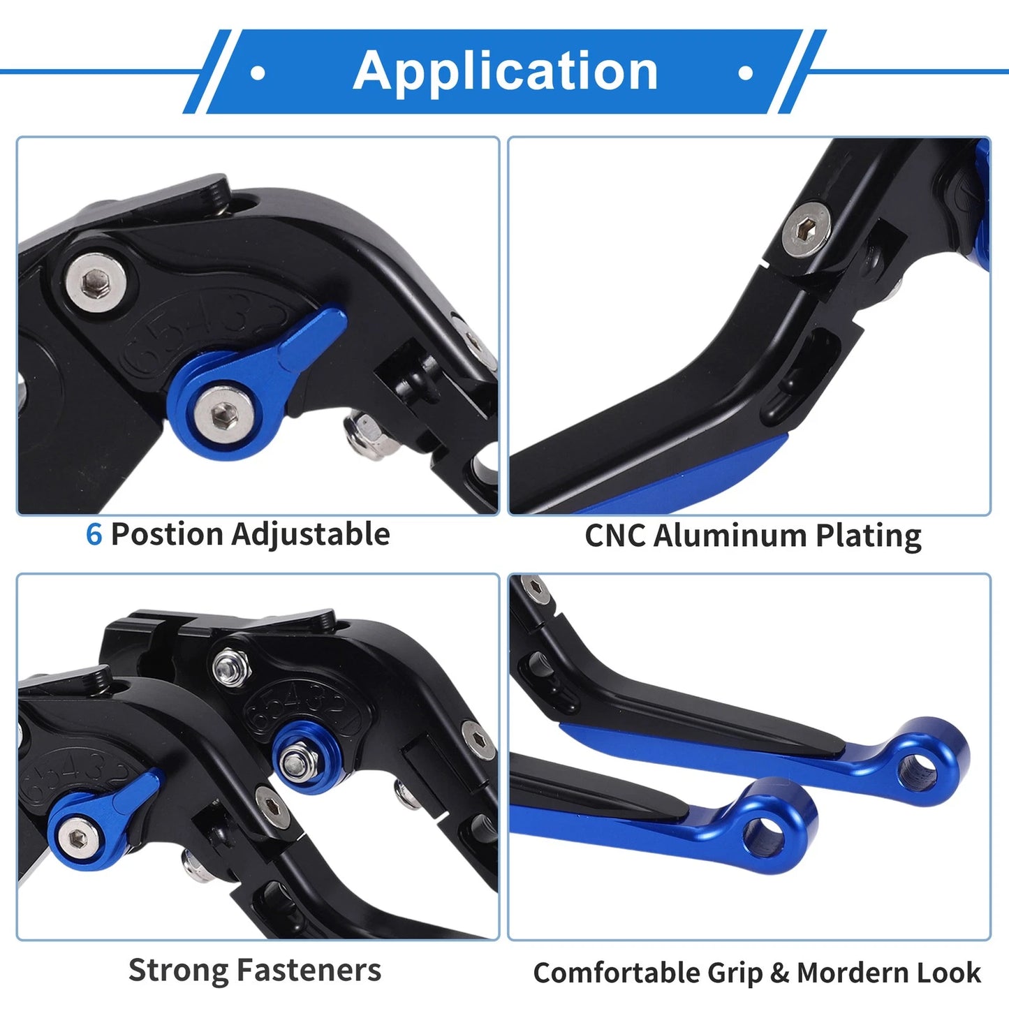 Adjustable Brake Clutch Levers for Yamaha YZF R1 (1999–2001) Black Blue