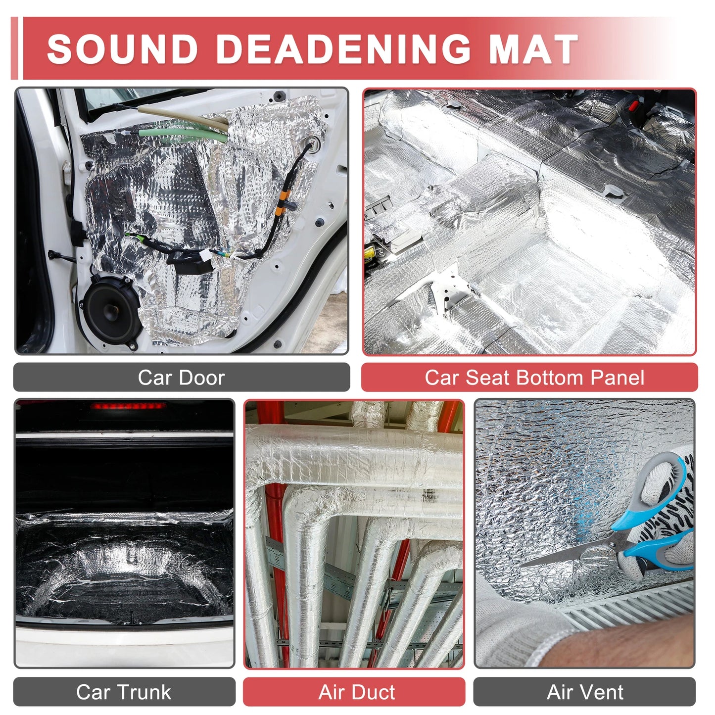 Set of 4 Aluminum Foil Foam Heat Damping Pads for Car (157mil, 4mm)