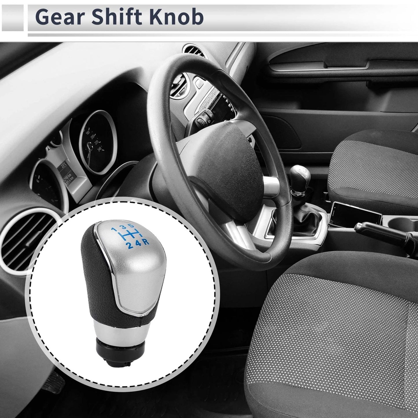 5 Speed Shift Knob for Ford Focus MK2 FL (2008–2011) Plastic Blue Black Silver