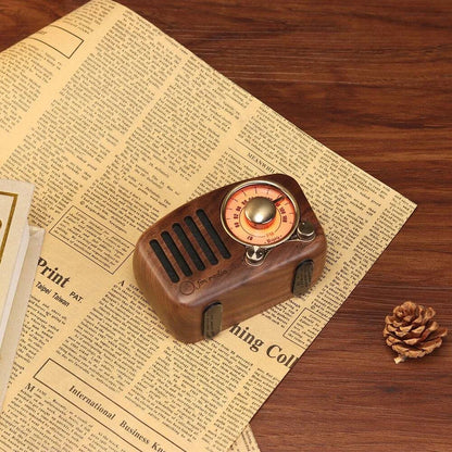 Vintage Bluetooth Speaker Greadio Walnut Wooden FM Radio