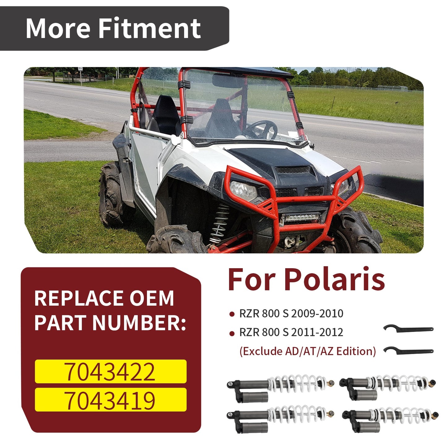 Set of 4 Shocks for Polaris RZR S 800 (2009–2012)