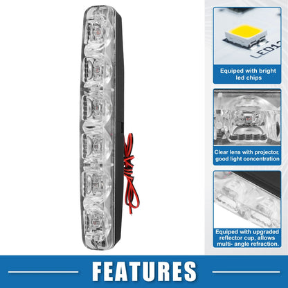 Set of 2 6-LED Daytime Running Light Bar for Car