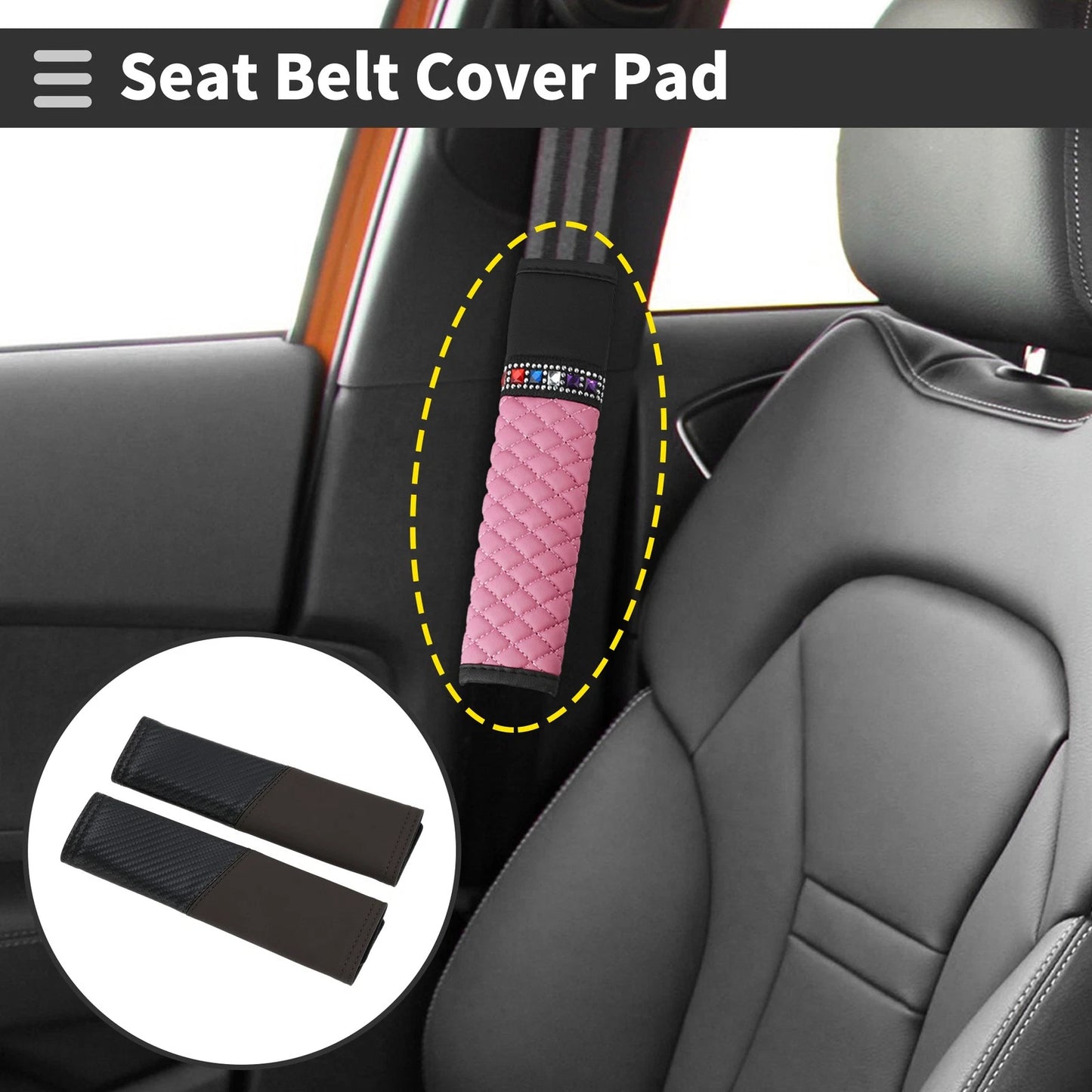 2X Seat Belt Cover Pad for Universal Fit (22.5cm)