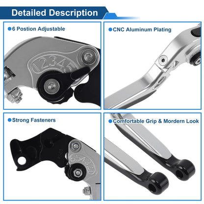 Brake Clutch Levers for KTM Duke 390 RC390 (2013–2023) - Silver Tone Black End