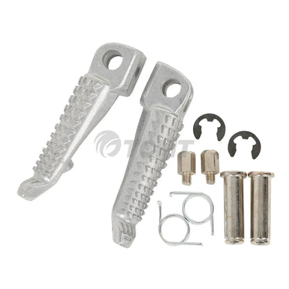 Black/Silver Front Footrest Pegs for Kawasaki ZX6R ZX10R (2003-2013)