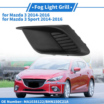 Front Left Fog Light Grill No.MA1038122 for Mazda 3 (2014–2016) Black ABS
