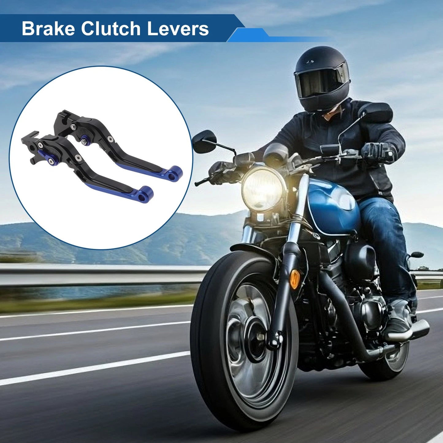 Adjustable Brake Clutch Levers for Yamaha MT125 (2014–2021) Black Blue