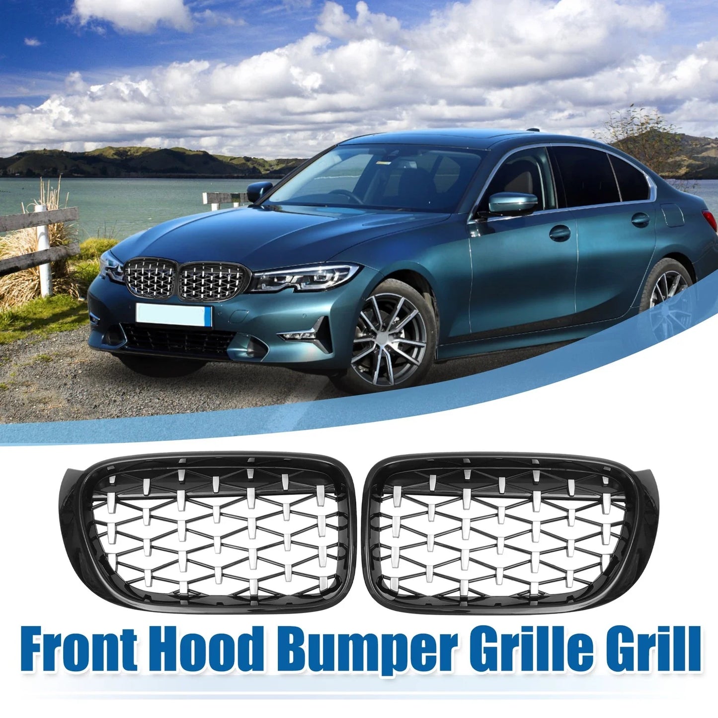 Pair Front Hood Bumper Grille for BMW X3 (2014-2017)