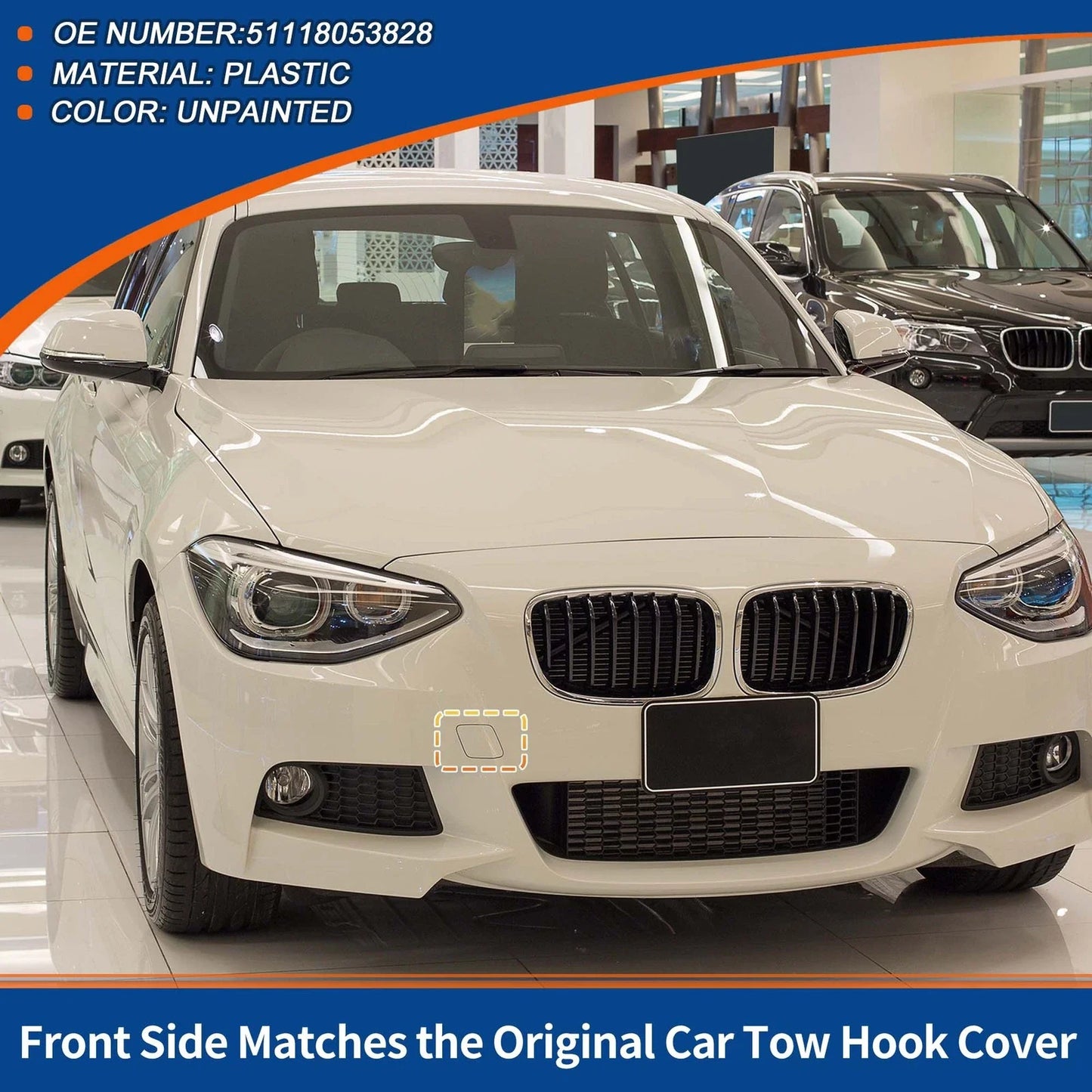 Tow Hook Cover for BMW 114i Unpainted (2012-2014)