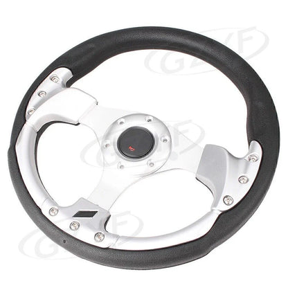 13" Racing Steering Wheel Leather PVC w/ Horn Button for Universal Car