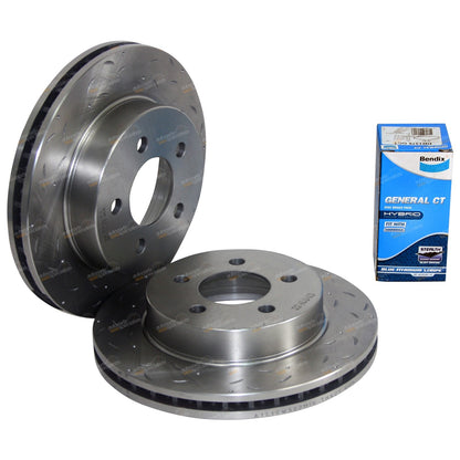 2 Front Drilled Slotted Disc Rotors Brake Pads for Ford AU II III (2000–2002)