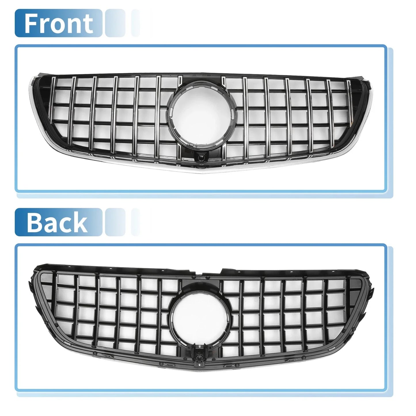 Front Upper Bumper Grille for Mercedes-Benz V-Class W477A (2020-2024) Black