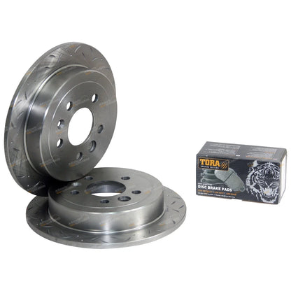 Rear Disc Brake Pads+Rotors Drilled+Slotted for Falcon AU (1998-2000)