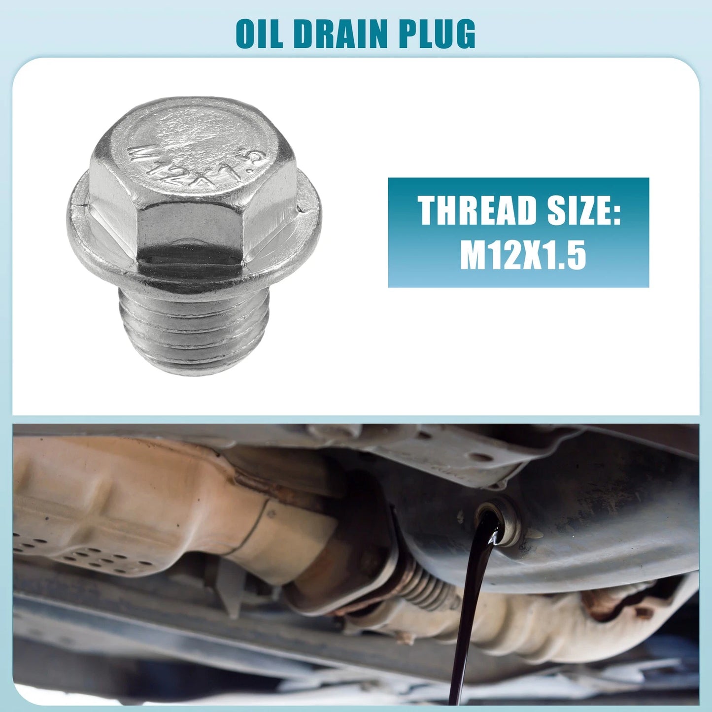 Set of 5 Universal Car Oil Drain Plug with Gasket M12x1.5