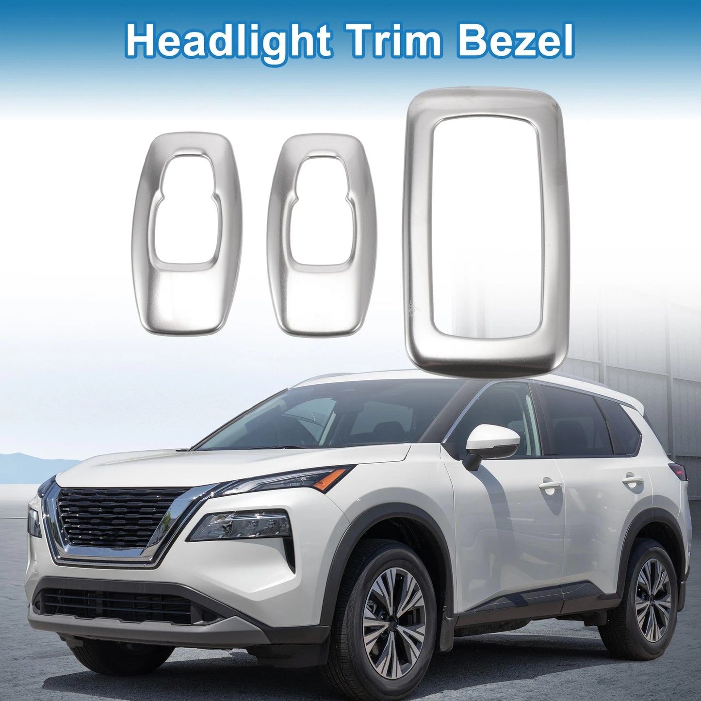 Set of 2 Headlight Trim Bezels for Nissan Rogue (2021–2024) ABS