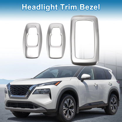 Set of 2 Headlight Trim Bezels for Nissan Rogue (2021–2024) ABS