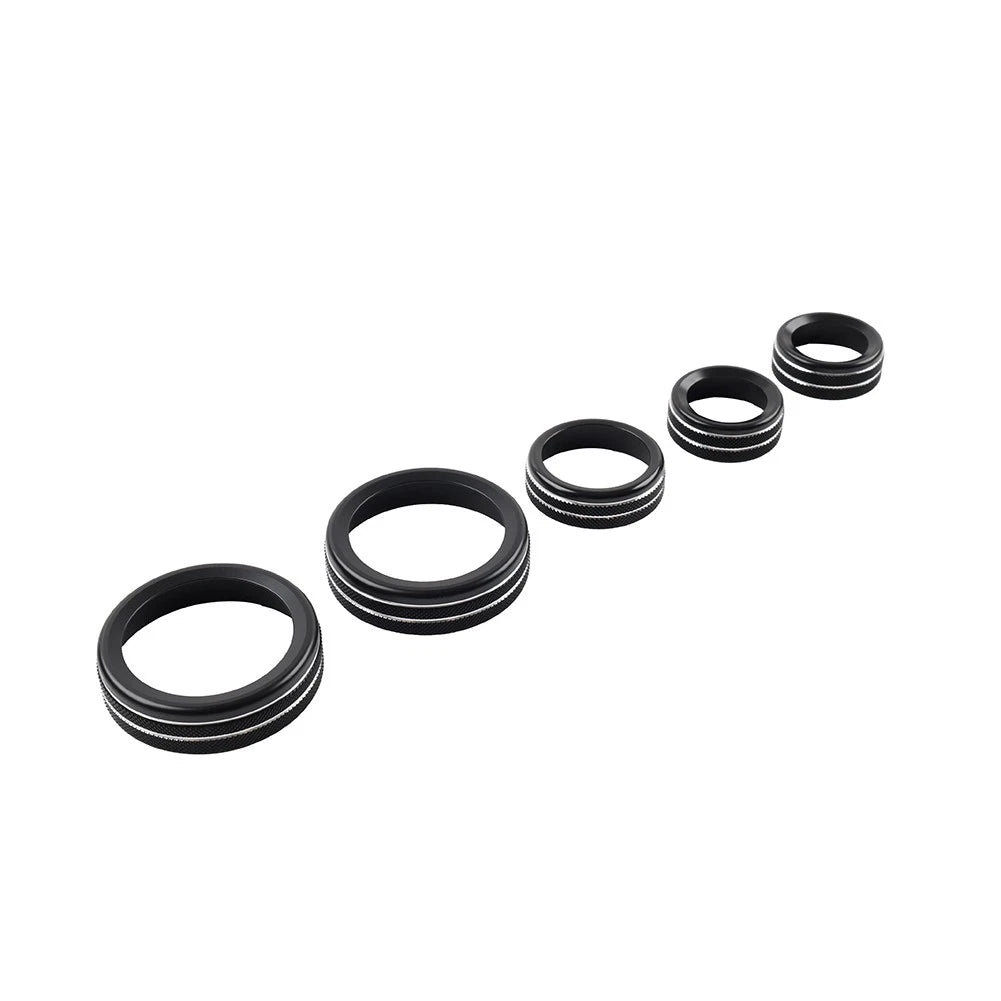5 Pcs AC Headlight Radio Switch Knob Ring for Ford Maverick (2022–2023) Black