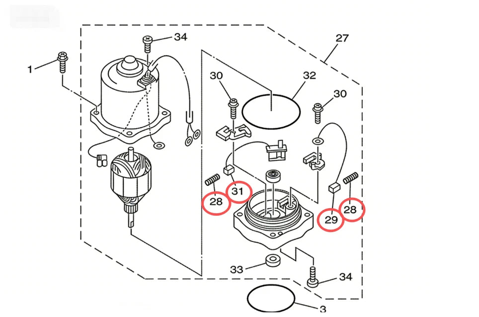 Motor Brush Kit for Yamaha 115-225HP
