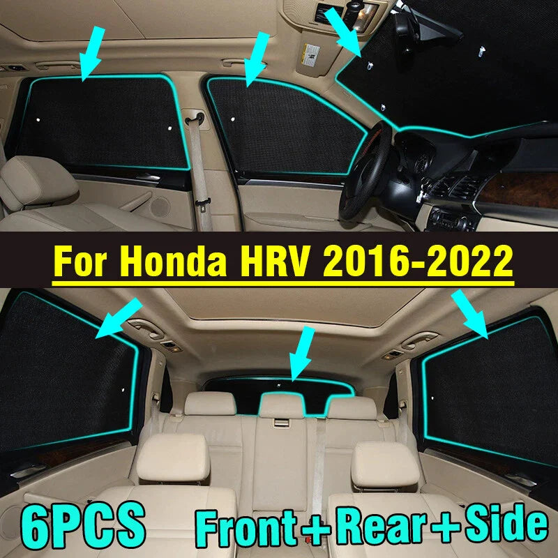 6x Front Side Rear Window Windshield Privacy Sunshade for Honda HR-V (2016–2022)