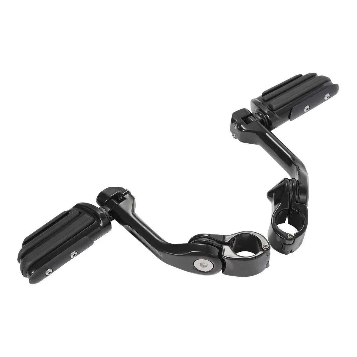 1 x Black 1-1/4" Long Angled Adjustable Highway Foot Pegs for Harley Dyna