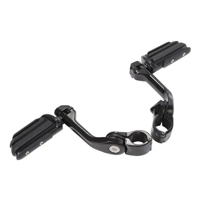 1 x Black 1-1/4" Long Angled Adjustable Highway Foot Pegs for Harley Dyna