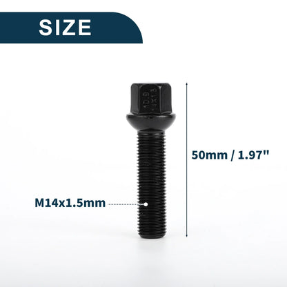 10 x M14x1.5mm Ball Seat Wheel Lug Bolts 50mm Shank for Volkswagen Porsche