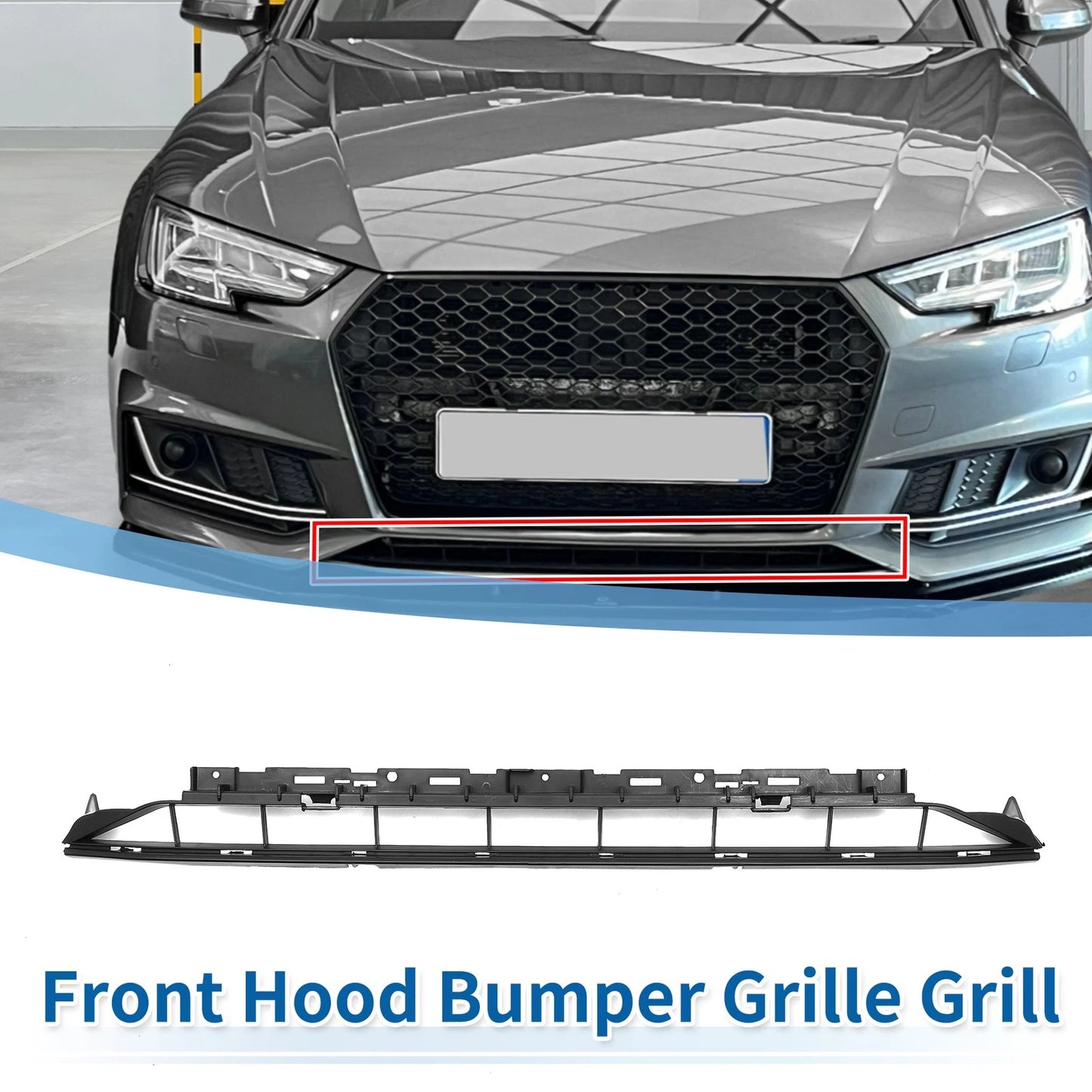 Front Lower Bumper Grille for Audi A4 B9 (2016–2018) Black Sport Style