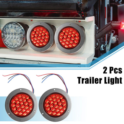 Set of 2 Trailer Light 24 LED Waterproof 4" for Truck Van Lorry Camper