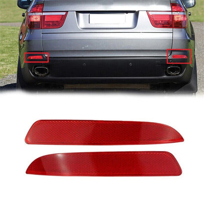 Rear Bumper Reflectors Brake Stop Light Red Lens for BMW X5 (2006-2013)
