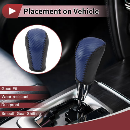 1Pc Gear Shift Knob Cover for Subaru Forester (2006–2012) Blue Faux Leather