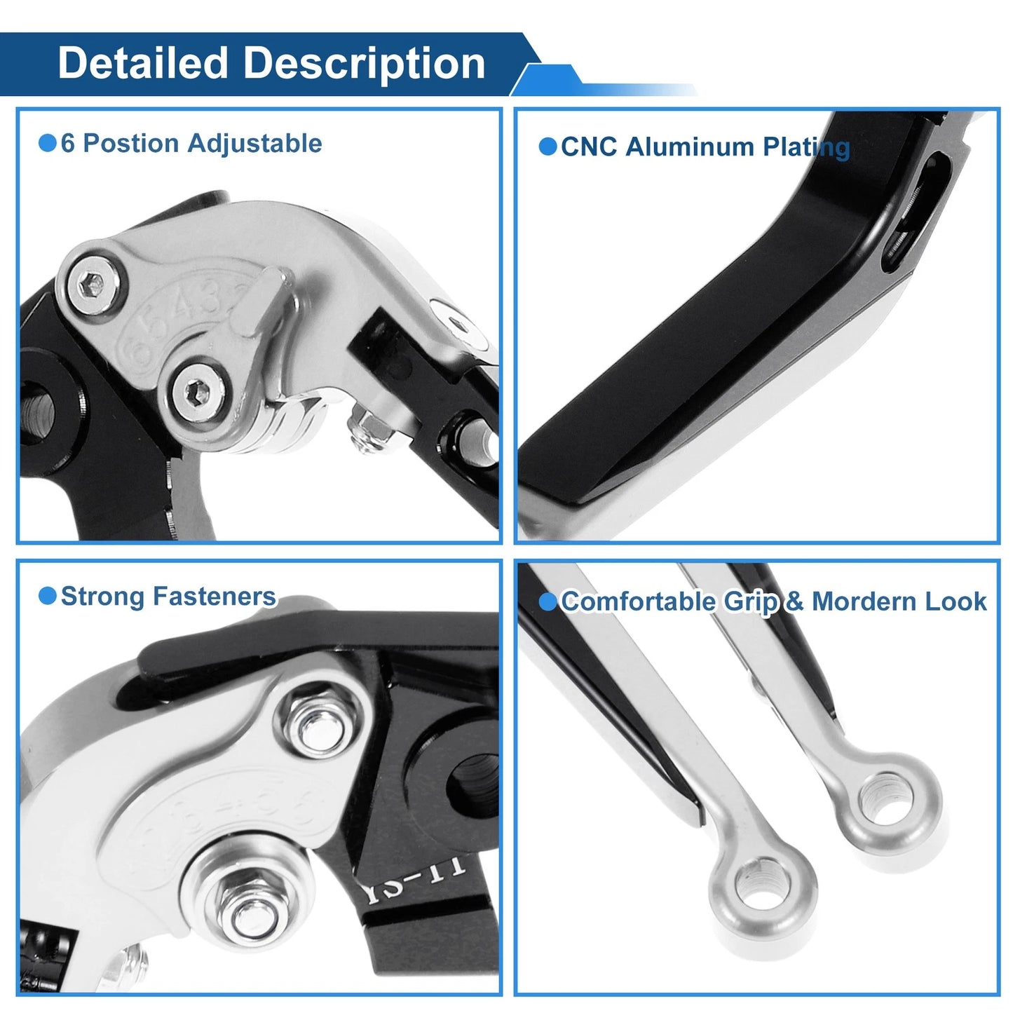 Adjustable Brake Clutch Lever for Honda X11 (1999–2002) Silver Black