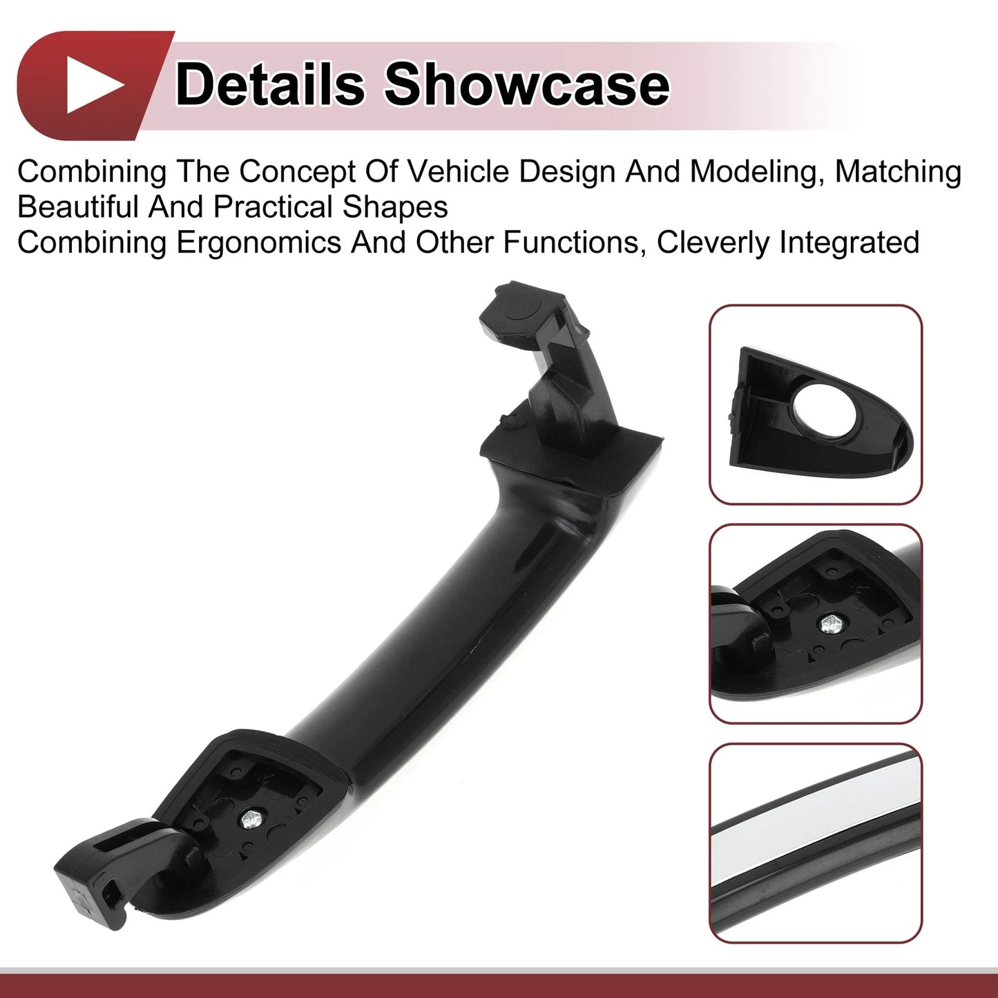 Door Handle Grip for Hyundai Santa Fe (2013–2018) No. 826512B010 Black Silver Tone
