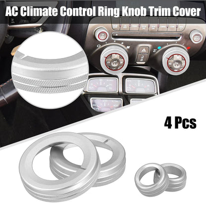 4 x Silver Tone Aluminum Alloy Center Control Ring Knob Covers for Chevrolet