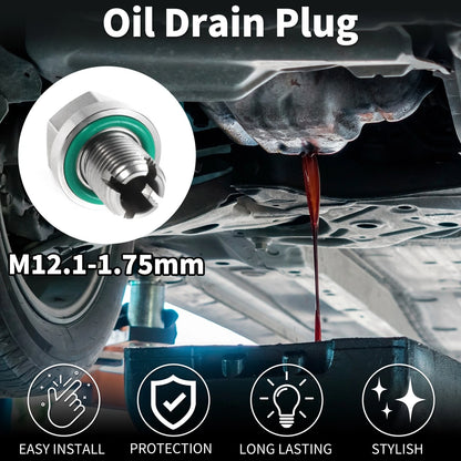 Set of 1 M12.1-1.75mm Copper Oil Drain Plug with 4 Gaskets for Car