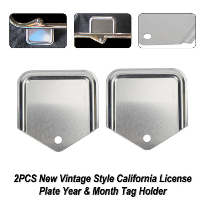 2X Vintage Style California License Plate Year & Month Tag Holder