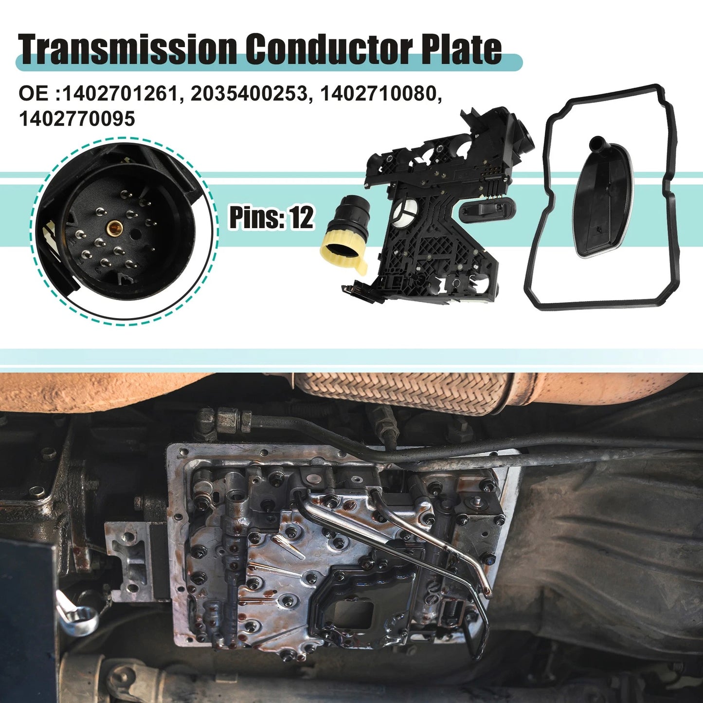 Set of 1 Transmission Conductor Plate Connector Adapter with Gasket for Jeep