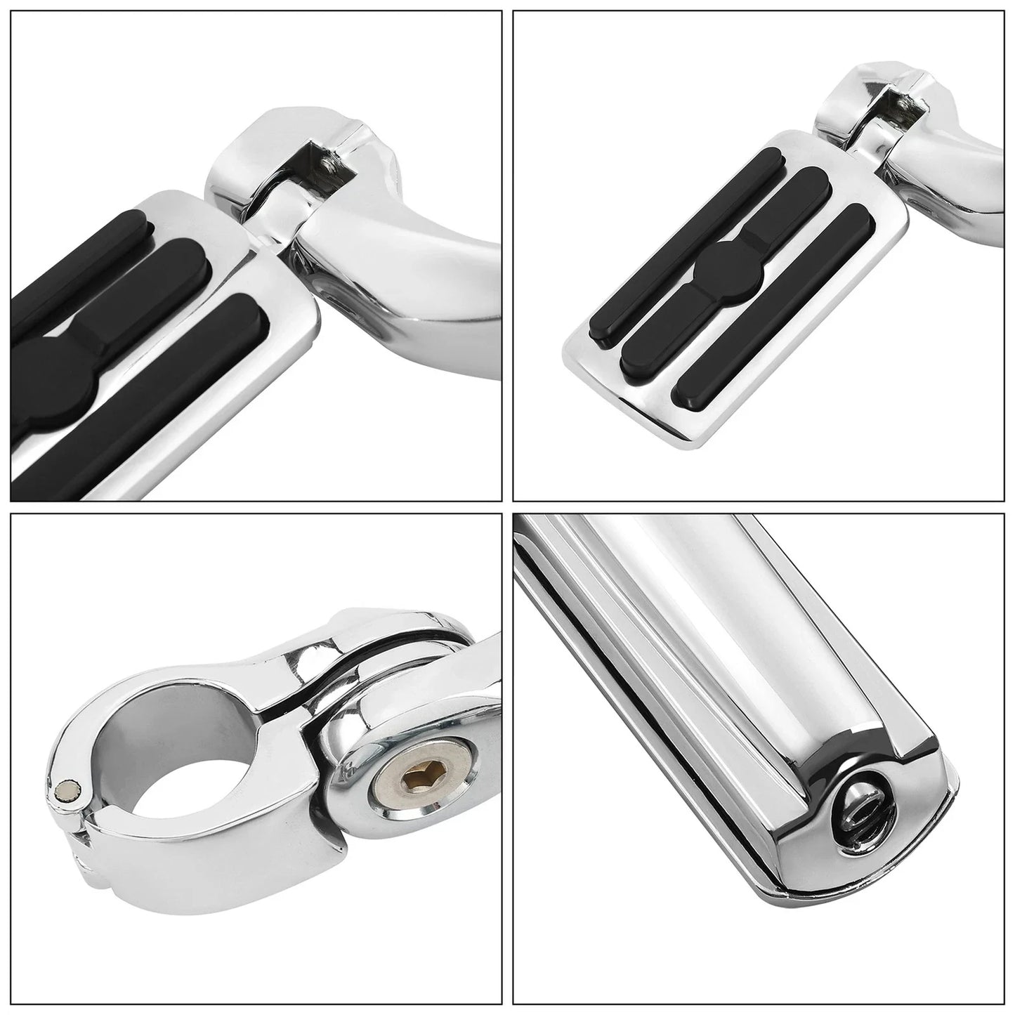 Chrome 1-1/4" Adjustable Highway Short Mount Foot Pegs for Harley Sportster (2004-2023)