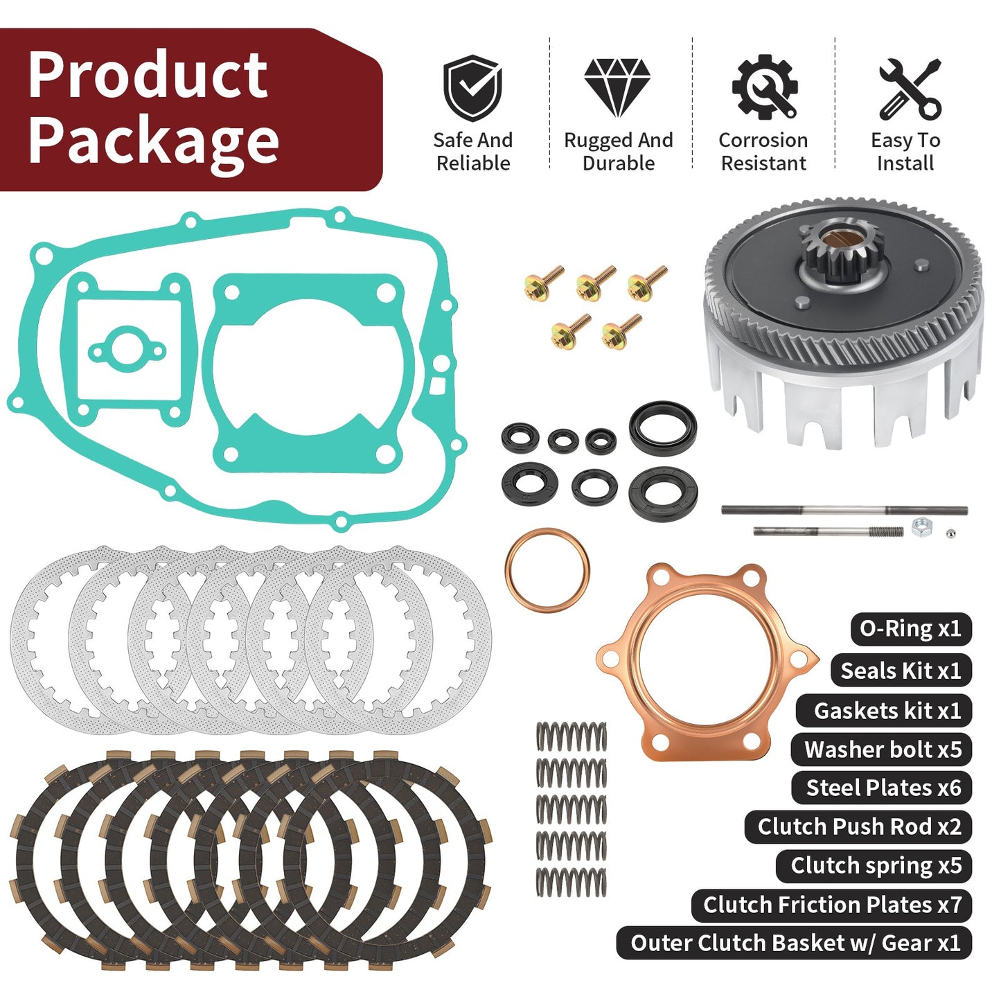 Clutch Kit & Outer Clutch Basket for Yamaha Blaster YFS200 (1988–2006)