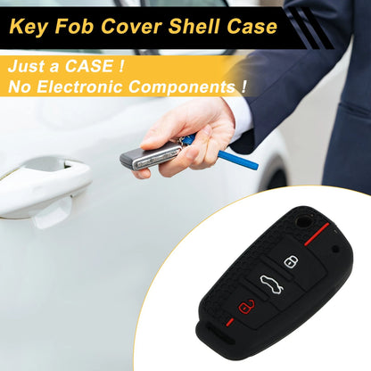 Silicone Car Key Case for Audi A1 A3 A4 (3 Buttons) - Black Red