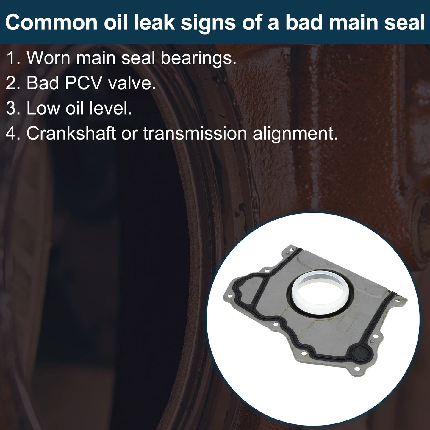 Rear Crankshaft Oil Seal with Flange for Jeep Cherokee, Dodge (No. 68223854AA)